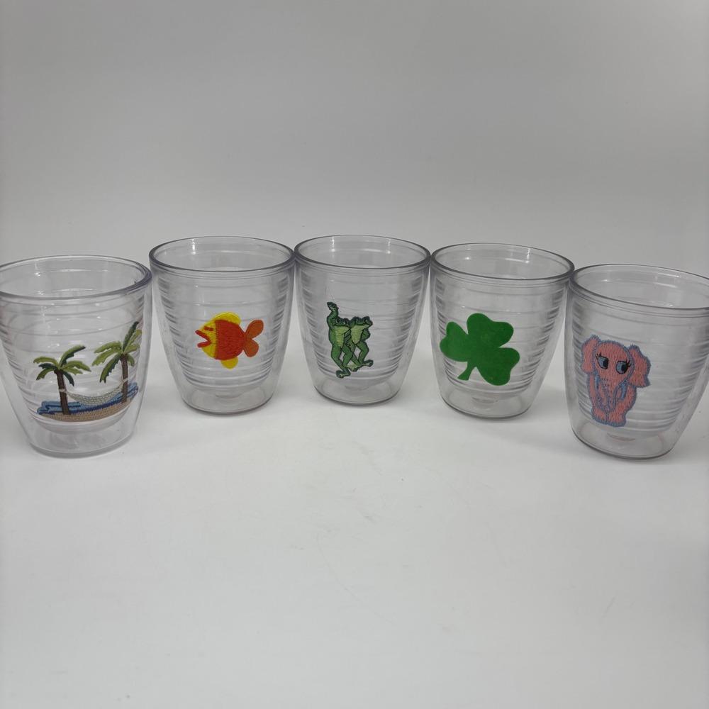 Tervis 10oz Insulated Tumbler Set of 5 Clear Lowball Glasses Animal Patches